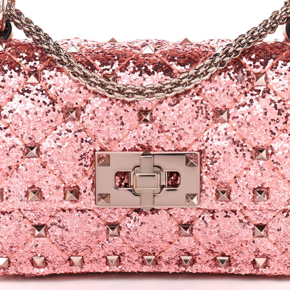 Valentino Garavani Glitter Mini Rockstud Spike Shoulder Bag Antique Pink 7 of 9
