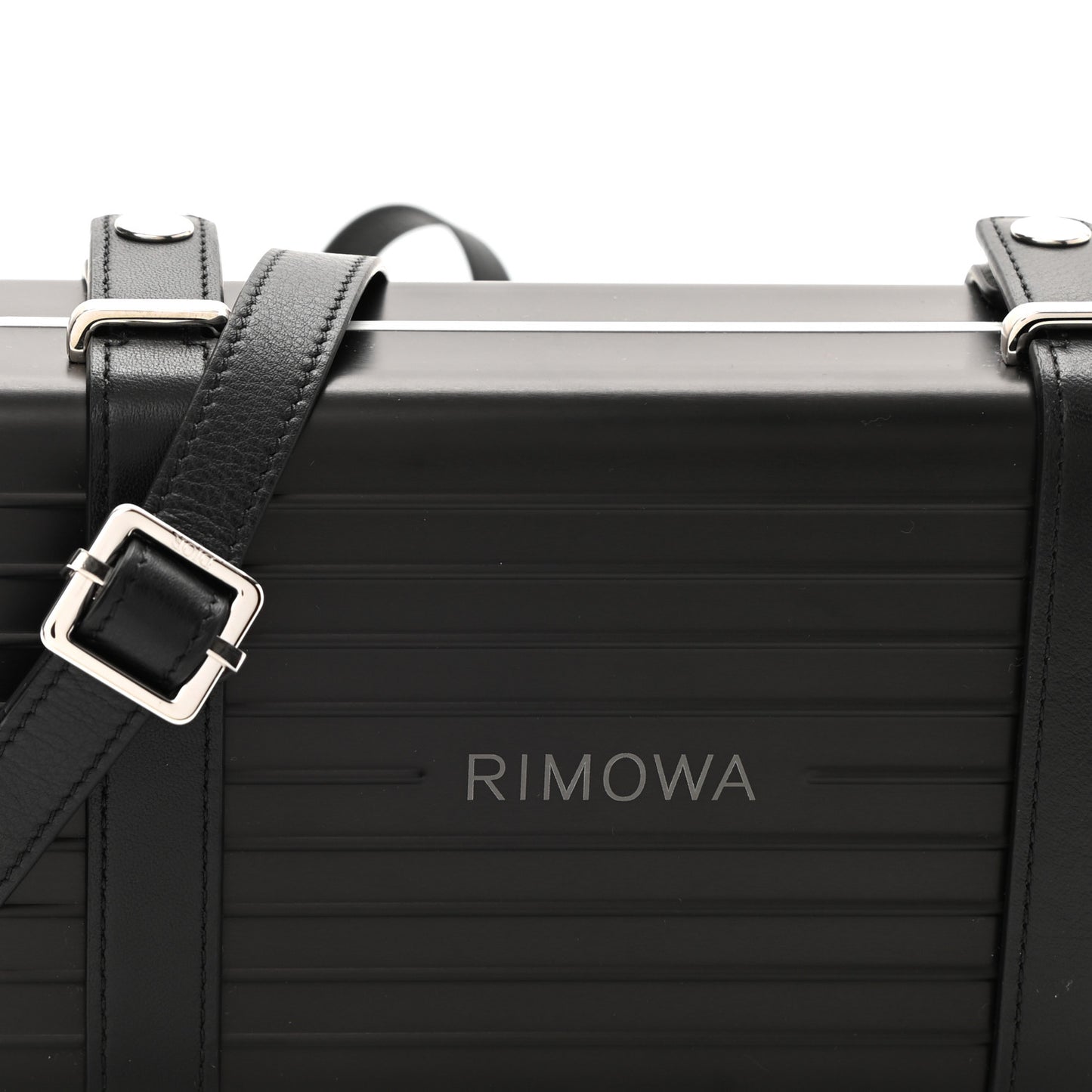 X RIMOWA Aluminum Personal Clutch On Strap Black