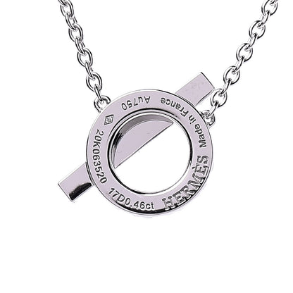 Hermes 18K White Gold Diamond Finesse Pendant Necklace 6 of 7