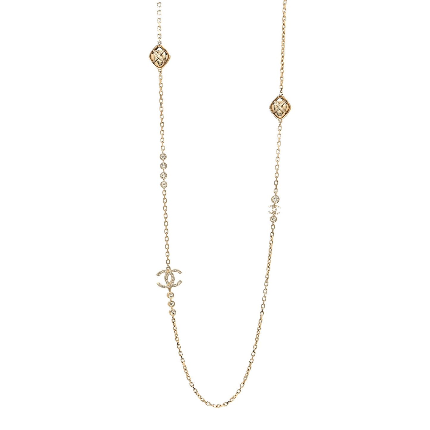 Crystal CC Cross Drop Pendant Necklace Gold