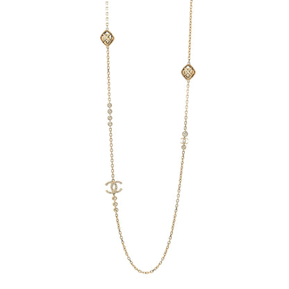 Chanel Crystal CC Cross Drop Pendant Necklace Gold 1 of 5