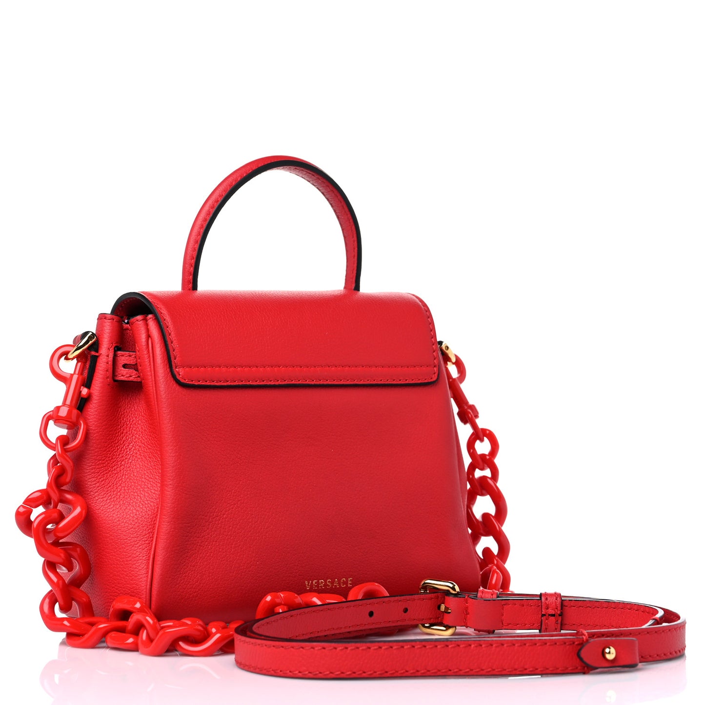 Grained Calfskin Medium La Medusa Bag Red