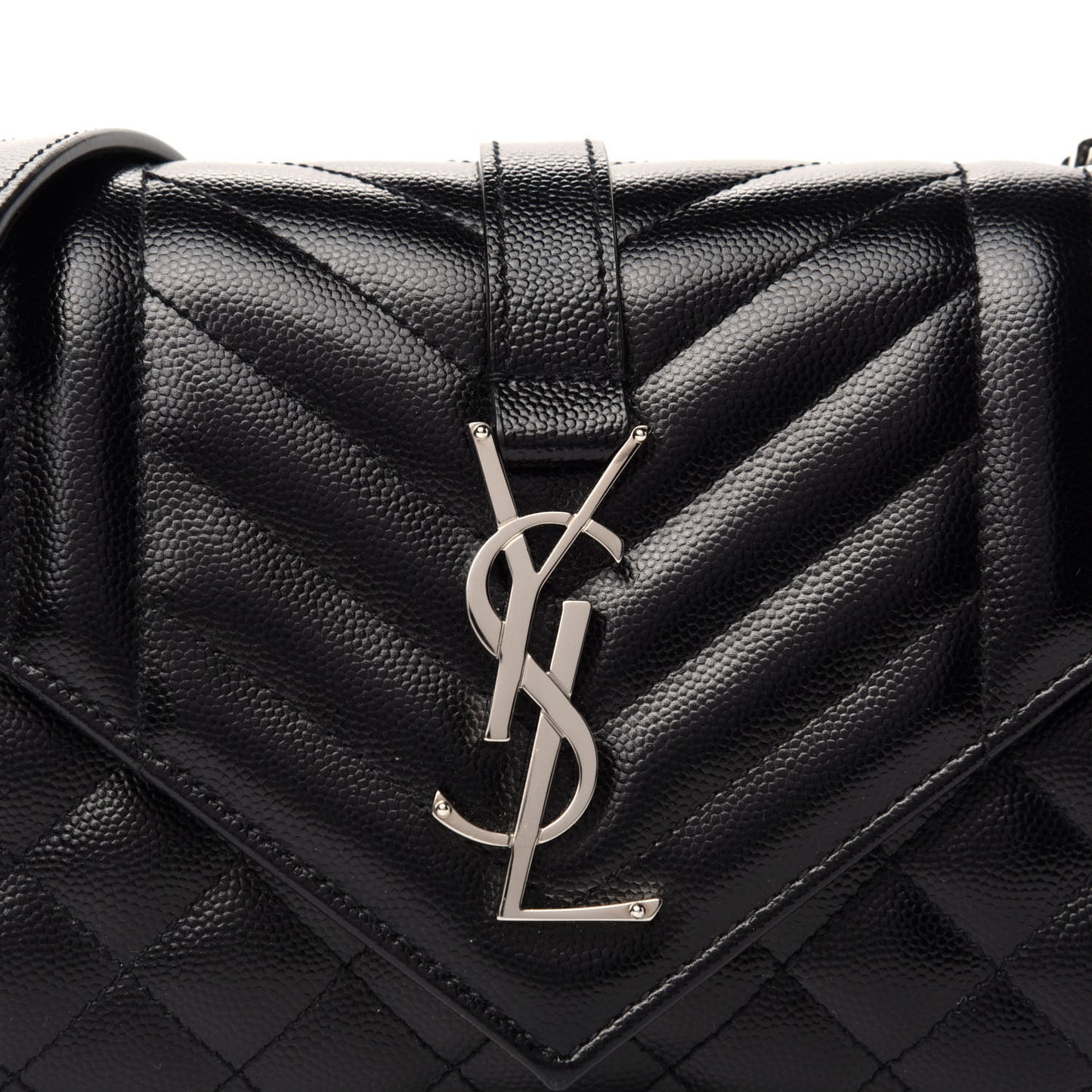 Grain De Poudre Textured Mixed Matelasse Triquilt Small Monogram Satchel Black