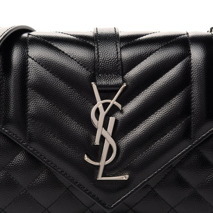 Saint Laurent Grain De Poudre Textured Mixed Matelasse Triquilt Small Monogram Satchel Black 10 of 10