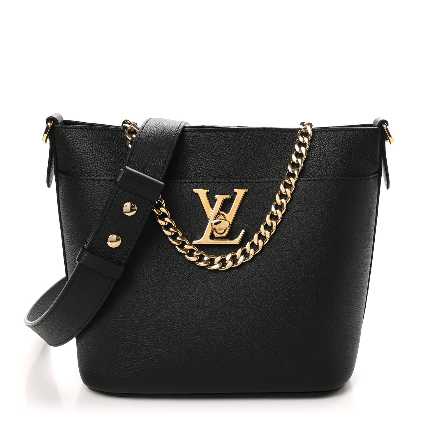 Calfskin Lock and Walk Bucket Black