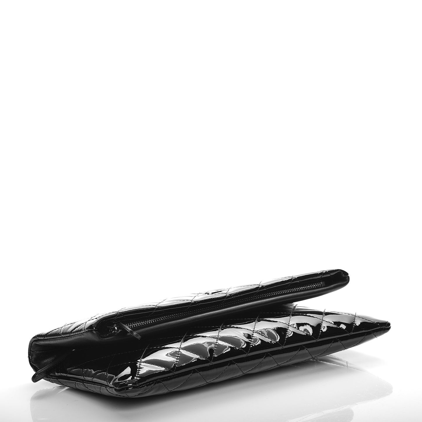 Patent Calfskin Quilted Beauty CC Clutch Black
