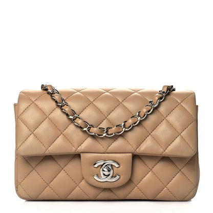 Chanel Lambskin Quilted Mini Rectangular Flap Beige 1 of 12