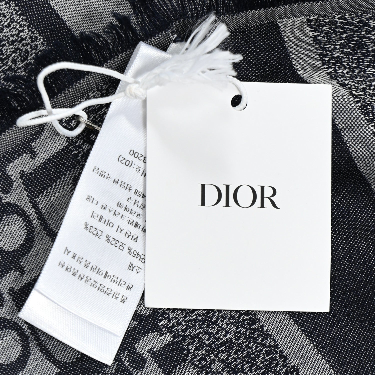 Christian Dior Cotton Wool Silk Oblique Stole Bleu 3 of 4