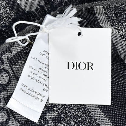 Christian Dior Cotton Wool Silk Oblique Stole Bleu 3 of 4