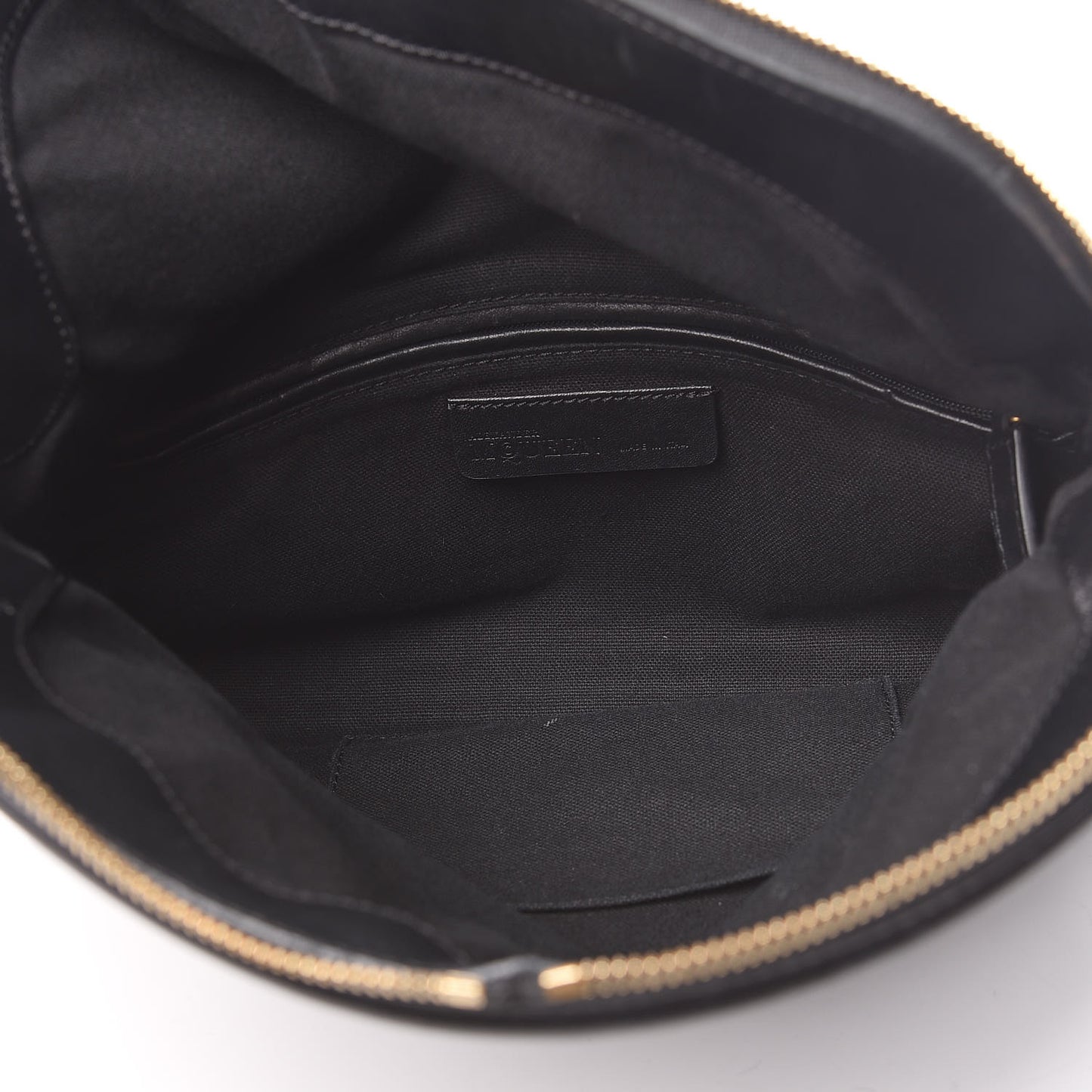 Calfskin Studded Padlock Skull Clutch Black