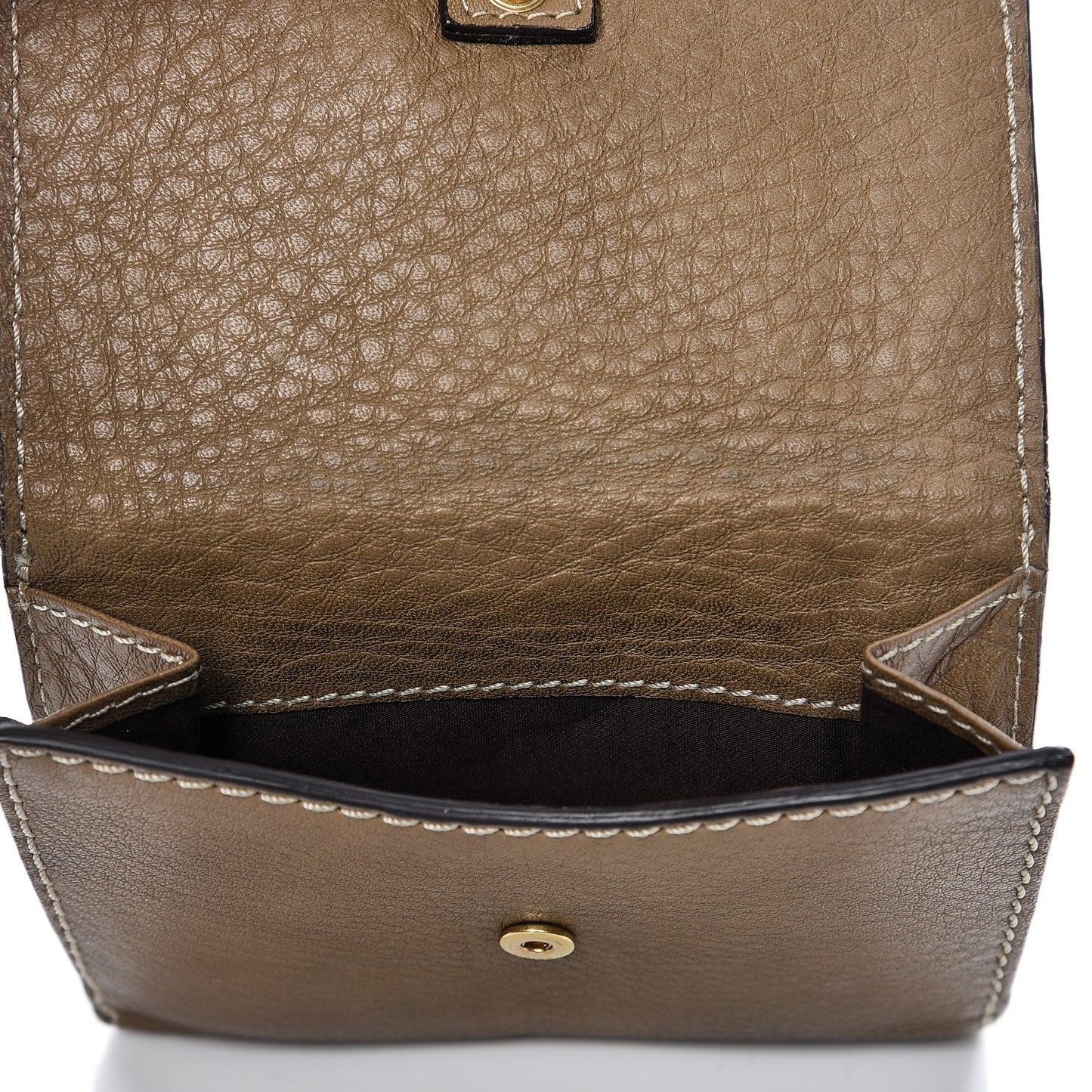 Grained Calfskin Marcie Square Wallet Nut