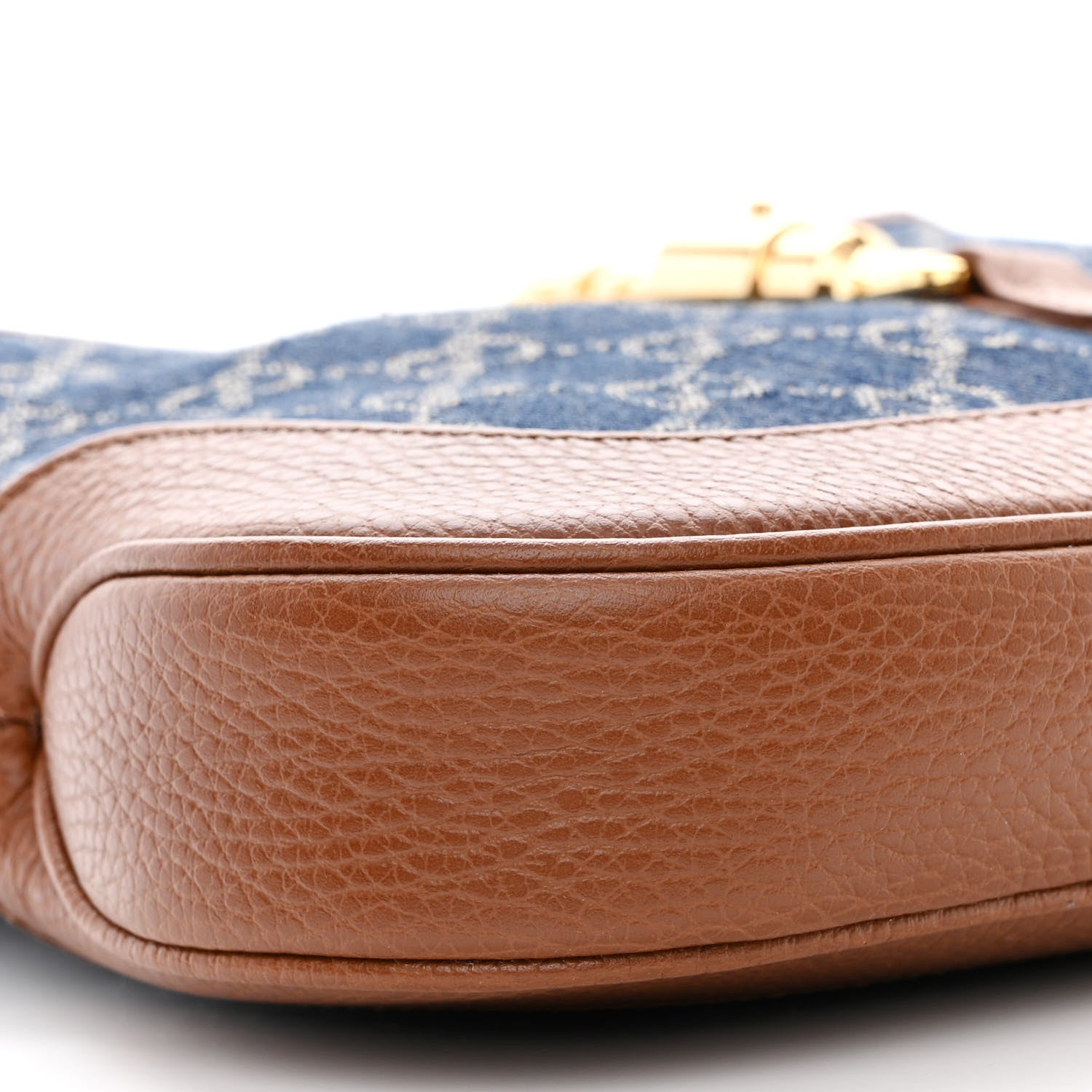 Gucci New Denim GG Monogram Calfskin Small Jackie 1961 Hobo Blue Tea Cuir 9 of 10