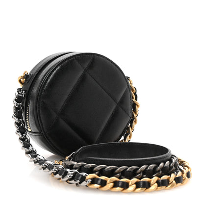 Chanel Lambskin Quilted Chanel 19 Round Clutch With Chain Black 3 of 9