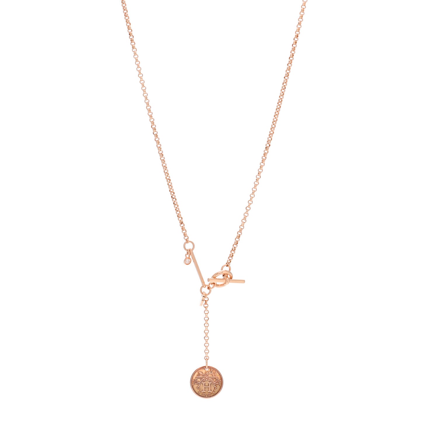 18K Rose Gold Diamond PM Ex-Libris Pendant Necklace