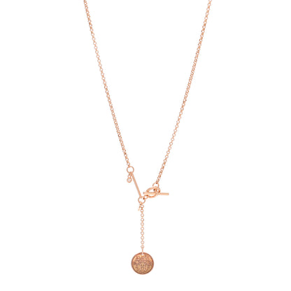 Hermes 18K Rose Gold Diamond PM Ex-Libris Pendant Necklace 1 of 5