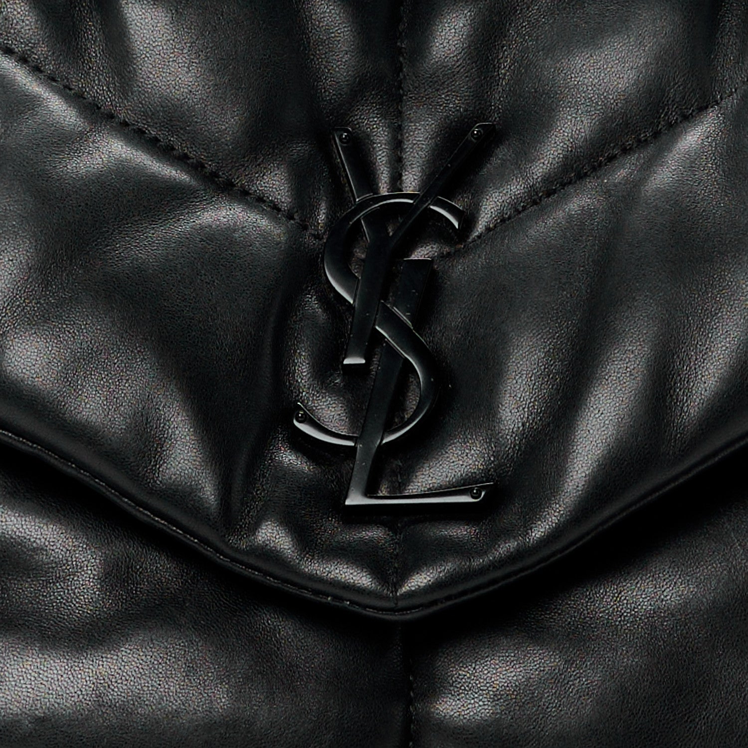 Saint Laurent Lambskin Quilted Monogram Monochrome Medium Loulou Puffer Chain Satchel Black 9 of 11