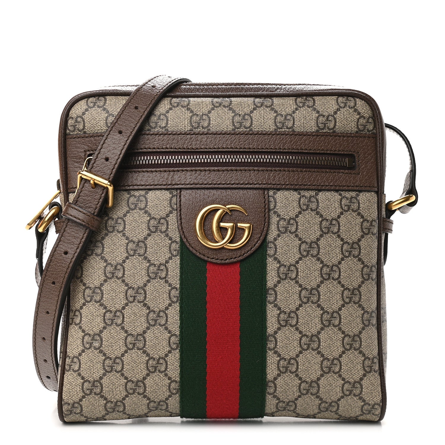 Gucci GG Supreme Monogram Web Small Ophidia Messenger Bag Brown 1 of 9