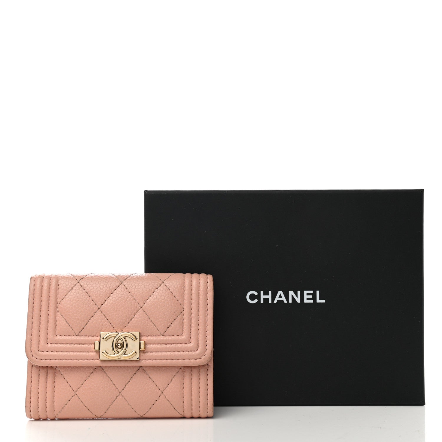 Chanel Caviar Quilted Boy Flap Card Holder Beige 9 of 9
