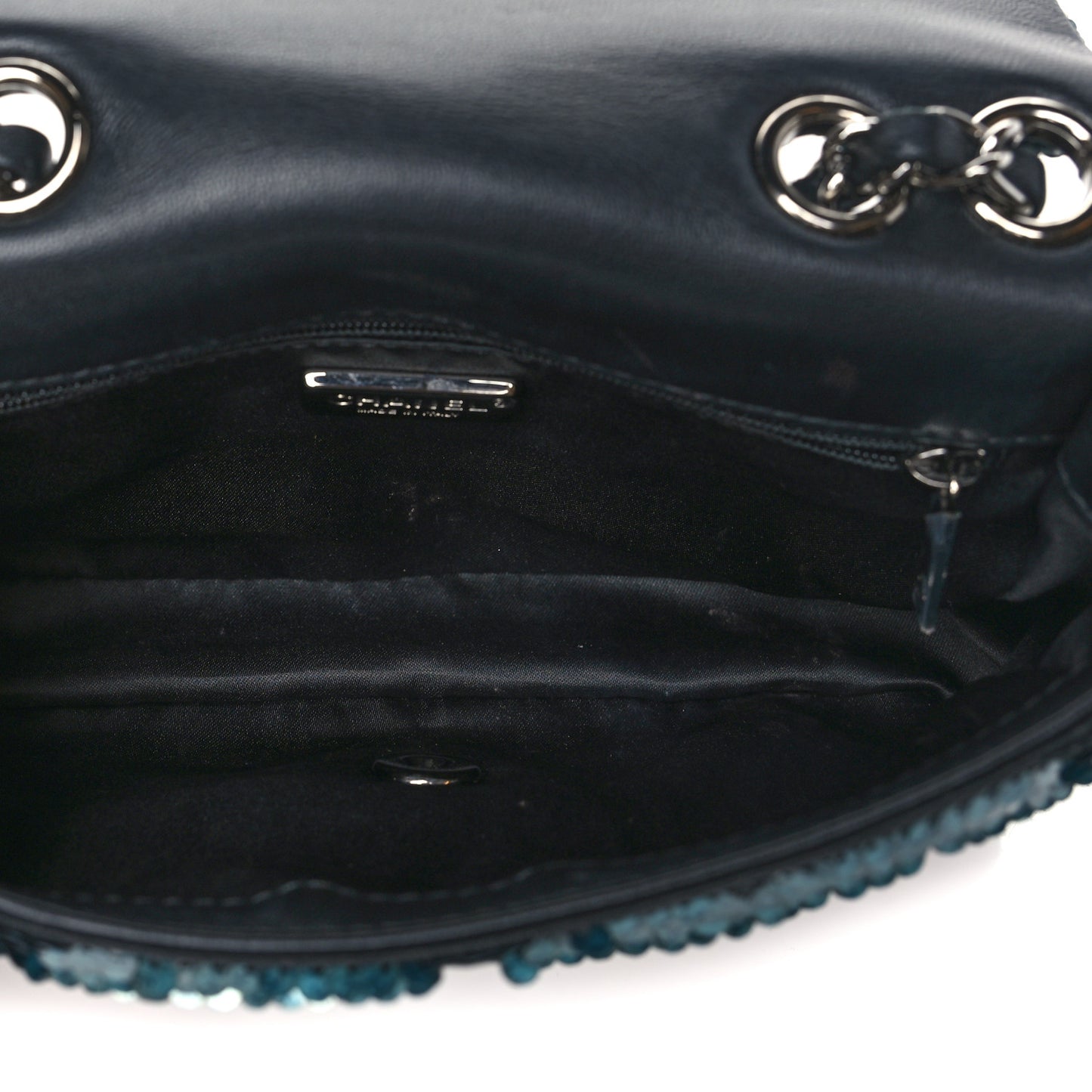Sequin Lambskin Mini Flap Blue Black