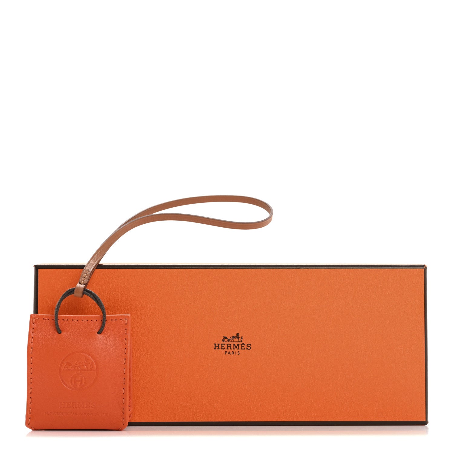 Hermes Milo Lambskin Swift Shopping Bag Charm Feu Gold 5 of 5