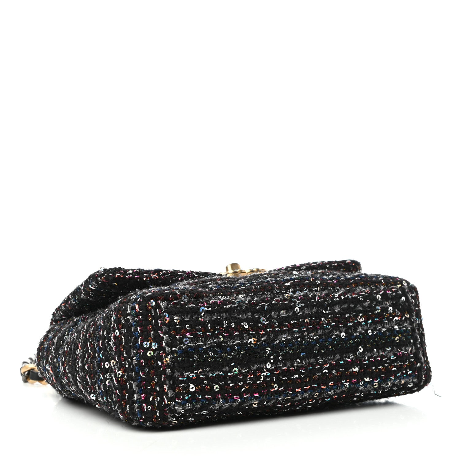 Chanel Tweed Sequin Quilted Medium Chanel 19 Flap Black Multicolor 4 of 10