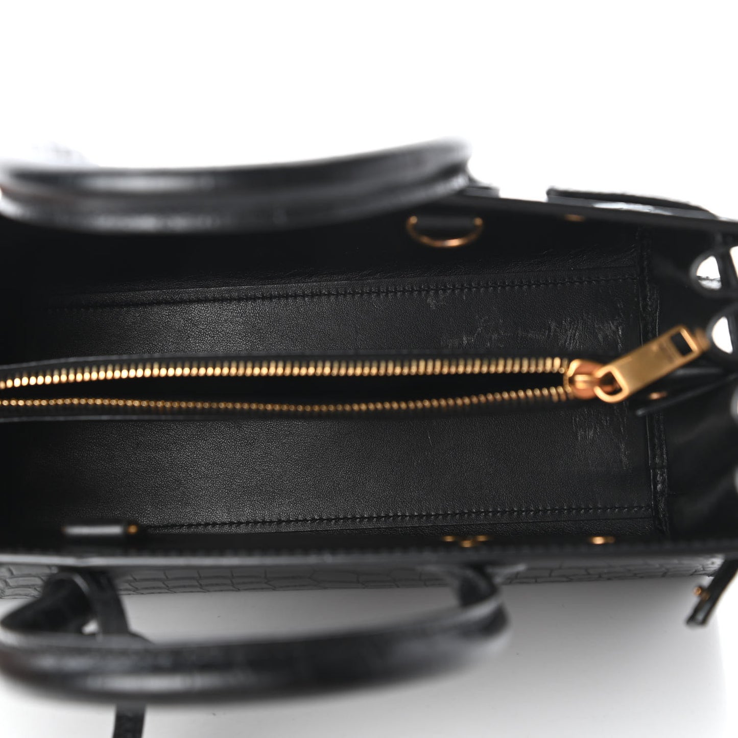 Calfskin Crocodile Embossed Baby Sac De Jour Black