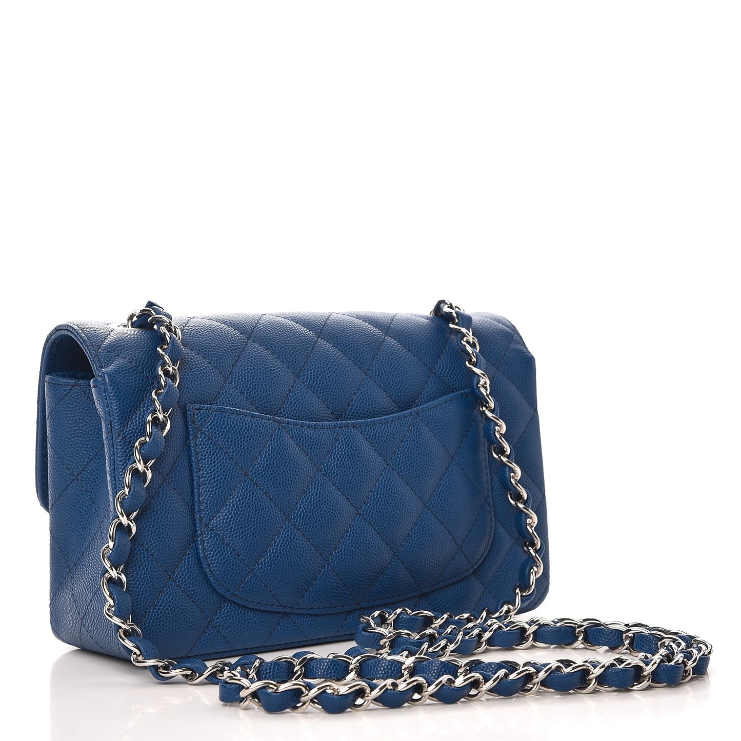 Caviar Quilted Mini Rectangular Flap Dark Blue