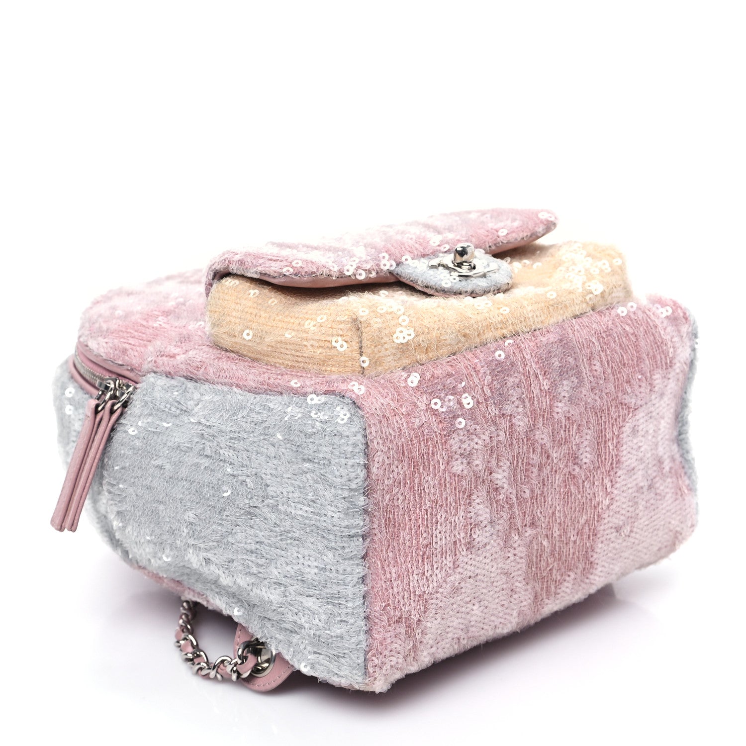 Chanel Sequin Tri-color Waterfall Backpack Pink Beige Grey 4 of 10