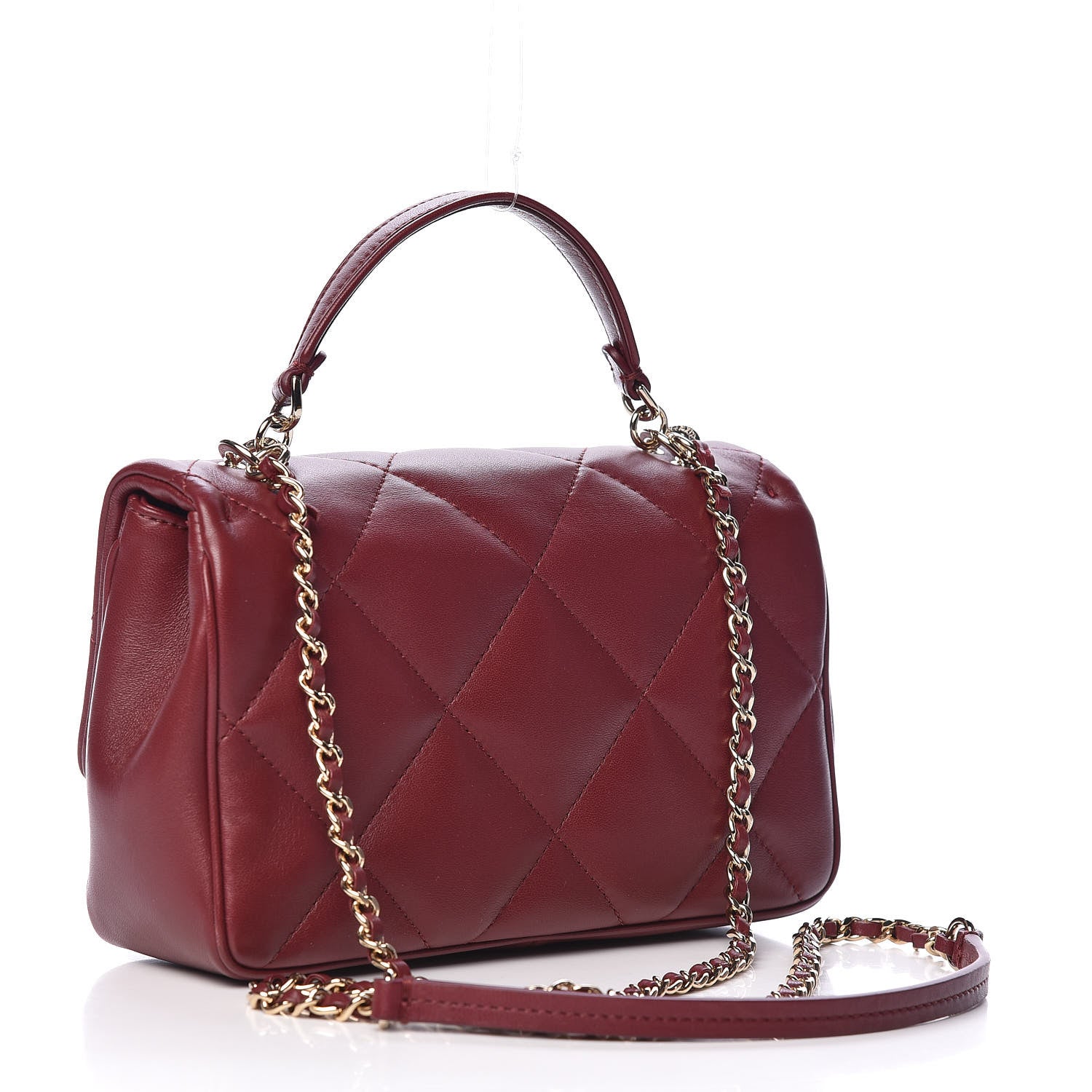Chanel Lambskin Quilted CC Flap Bag Burgundy 3 of 10