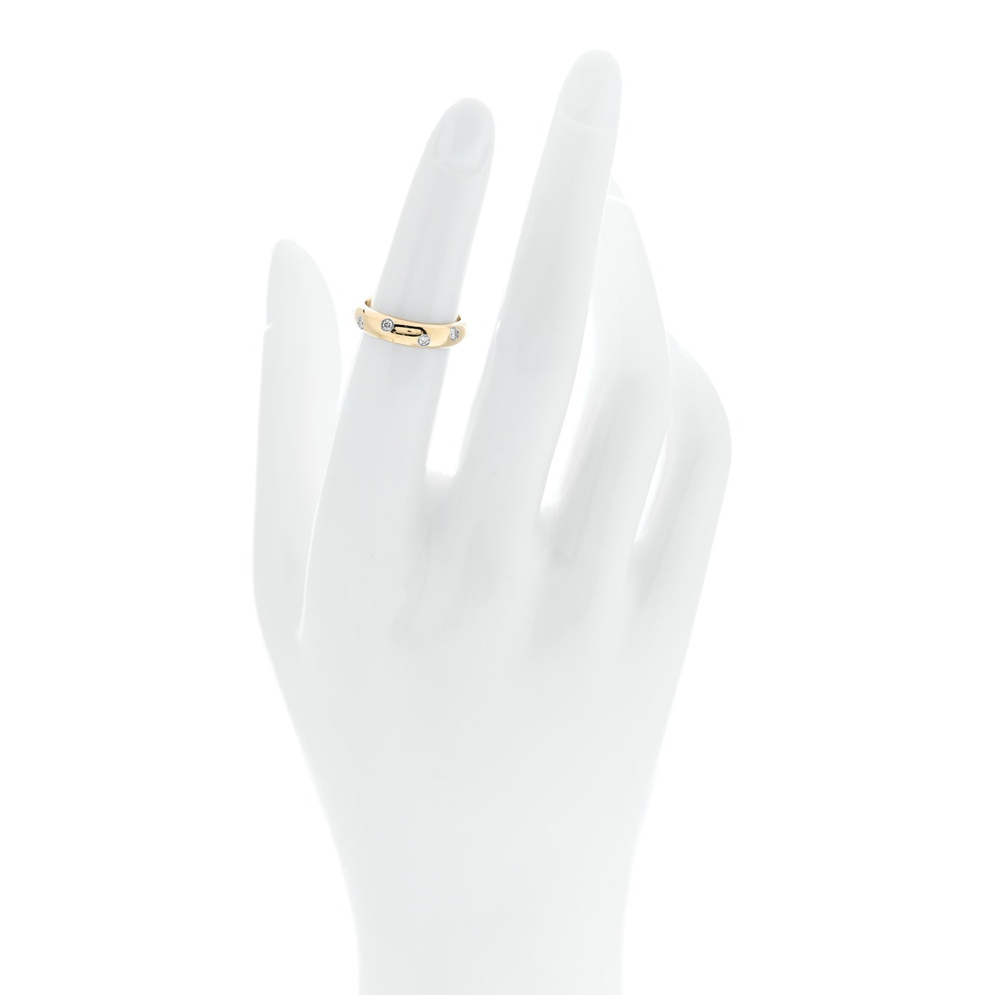 18K Yellow Gold Platinum Diamond 4mm Etoile Band Ring 48 4.5