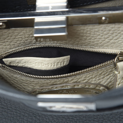 Fendi Cuoio Romano Selleria Bi-Color Mini Peekaboo Iconic Satchel Asfalto Latte 9 of 12