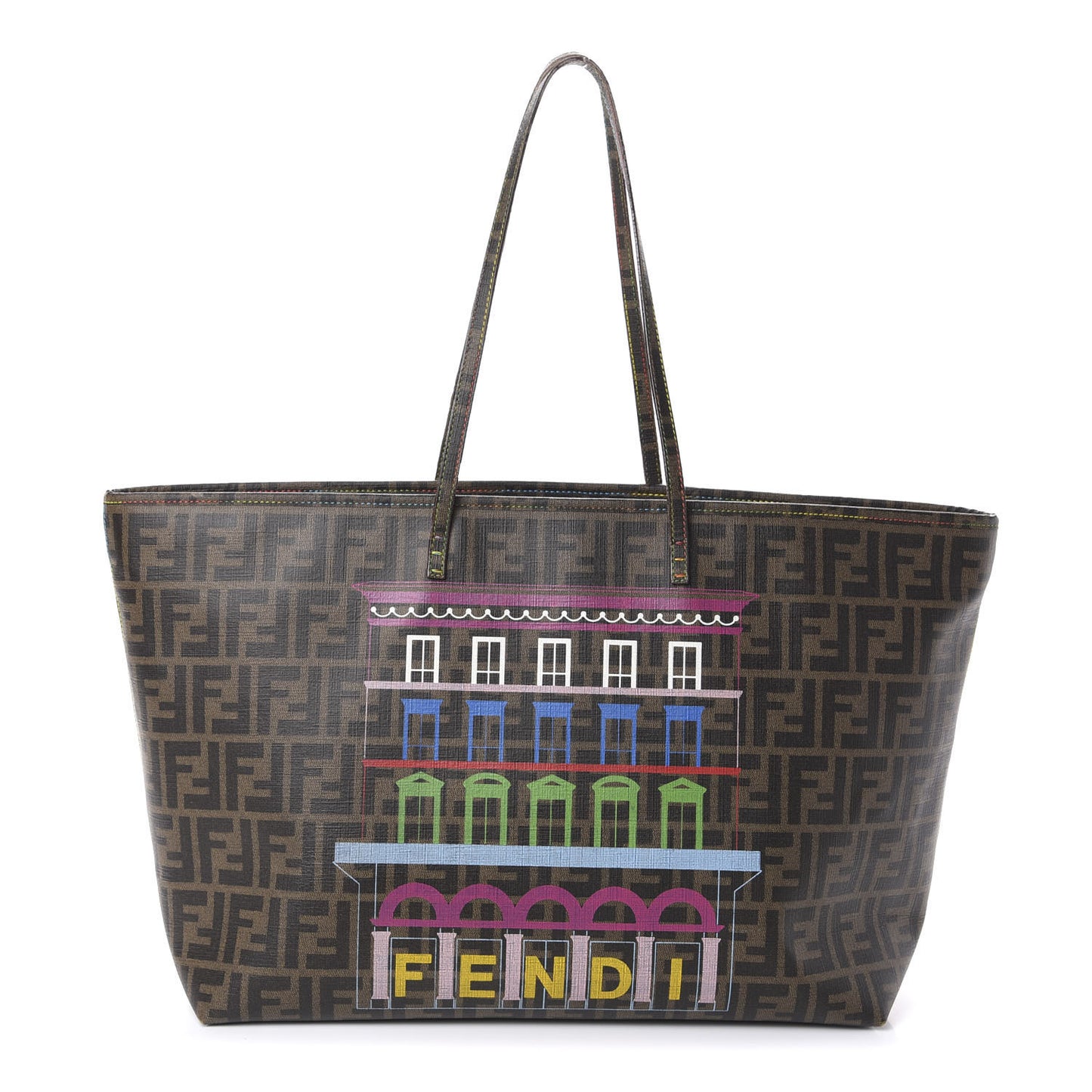 Zucca Spalmati Print Large Roll Tote Tobacco Multicolor