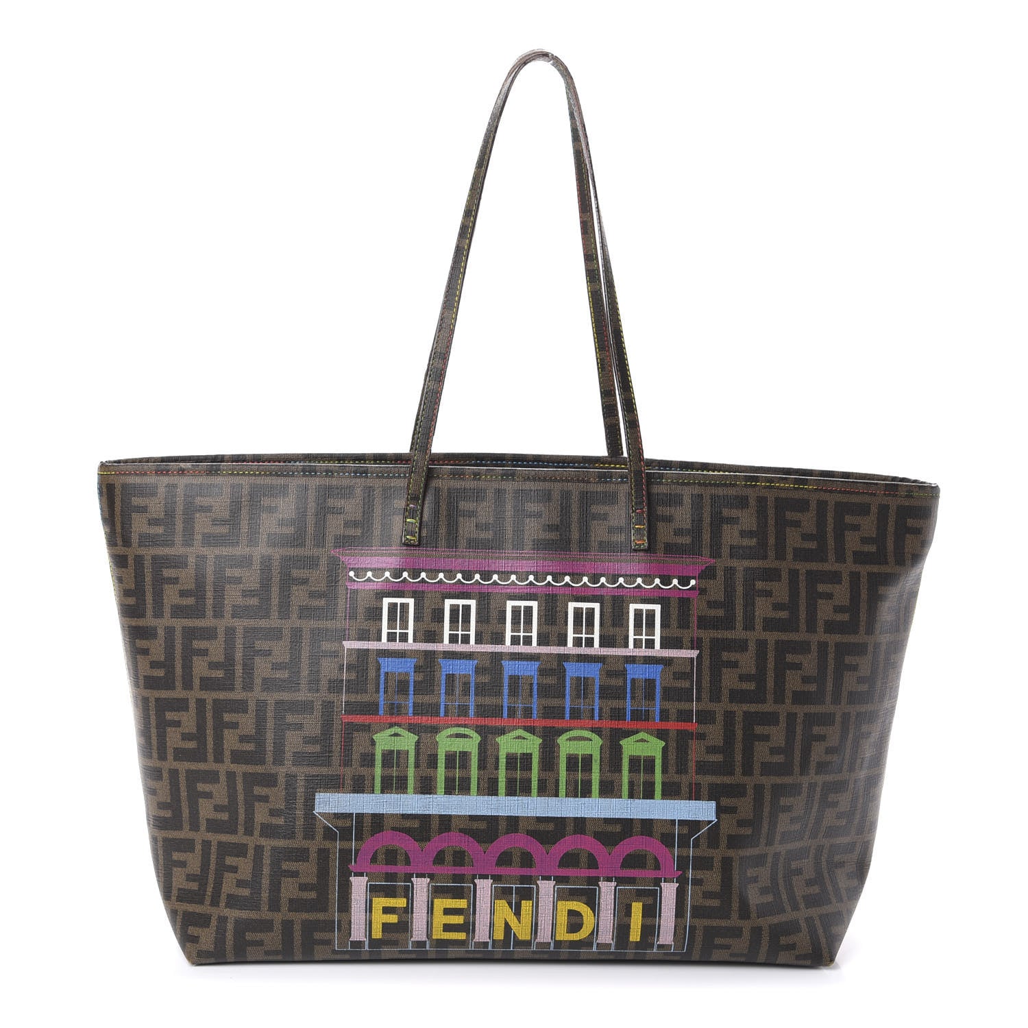 Fendi Zucca Spalmati Print Large Roll Tote Tobacco Multicolor 1 of 22