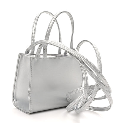 Telfar Metallic Vegan Leather Small Shopping Bag Silver 3 of 9