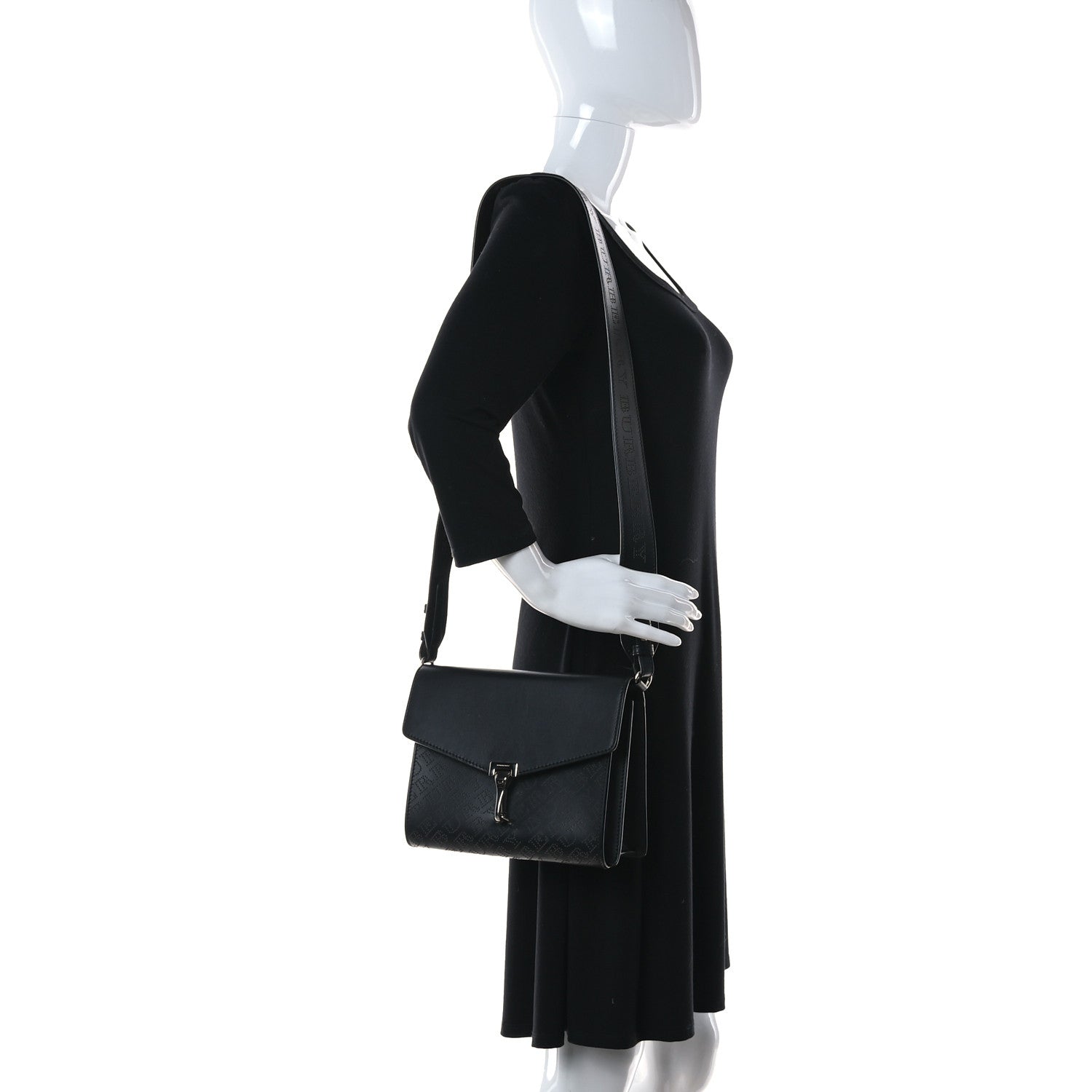 Burberry Calfskin Perforated Small Macken Crossbody Bag Black 2 of 13