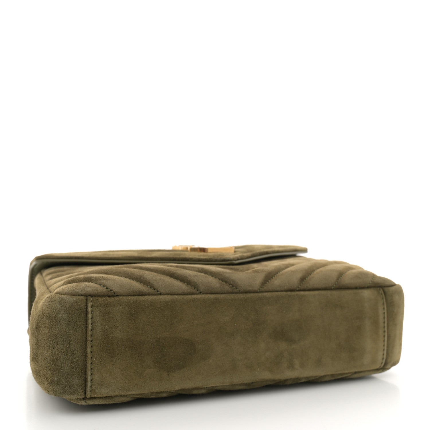 Saint Laurent Suede Matelasse Chevron Monogram Medium College Bag Loden Green 4 of 11