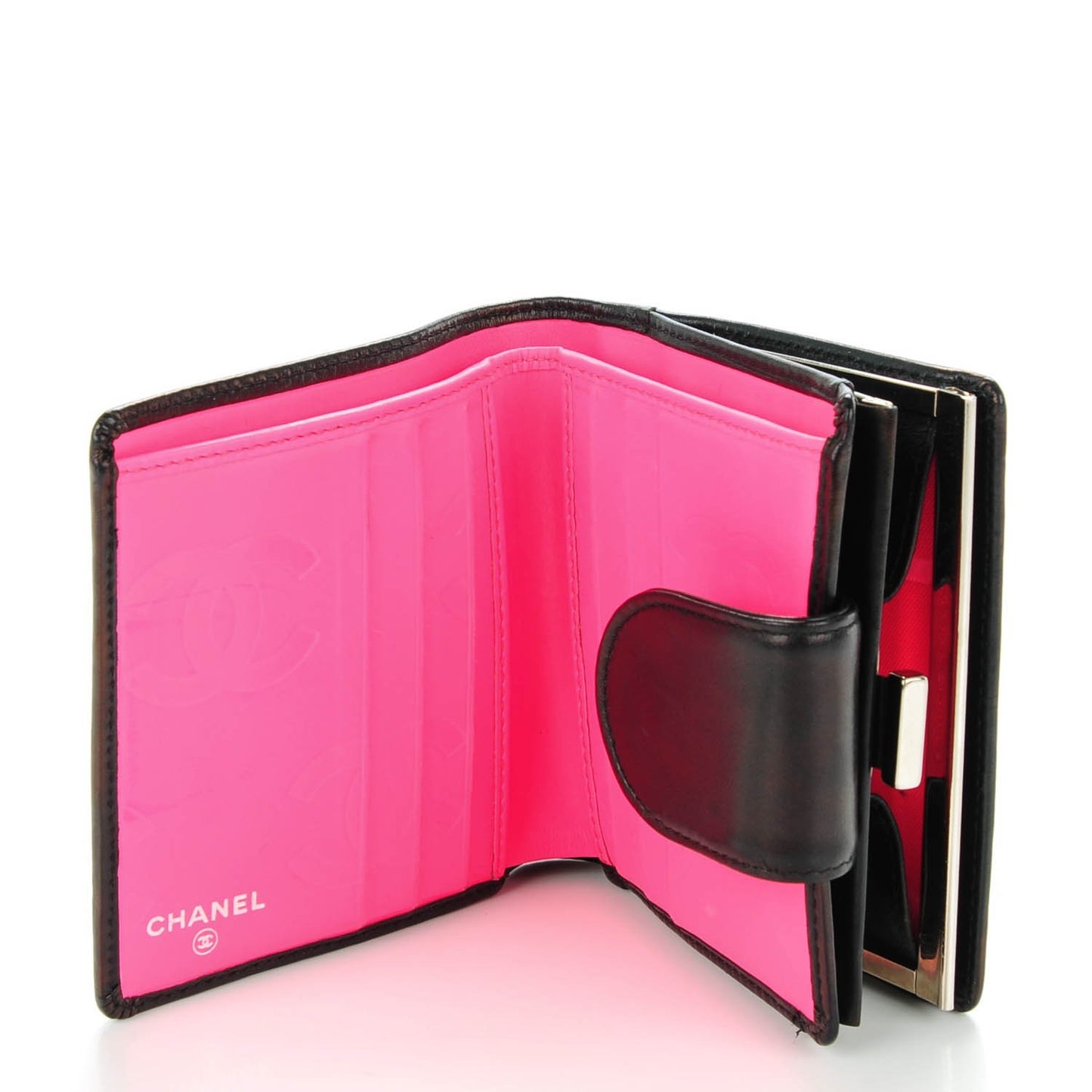 Calfskin Quilted Cambon Bi-Fold Wallet Black