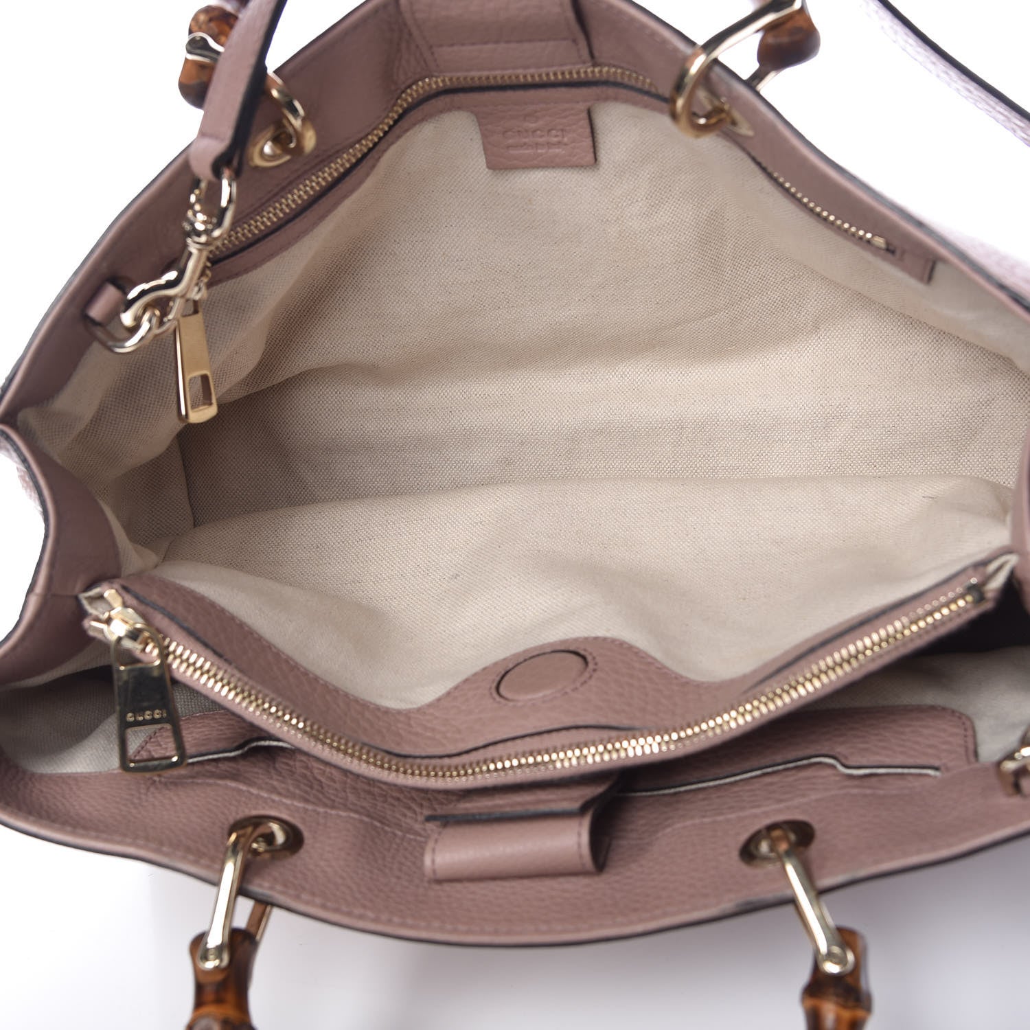 Gucci Pebbled Calfskin Medium Bamboo Shopper Tote Dark Cipria 6 of 11