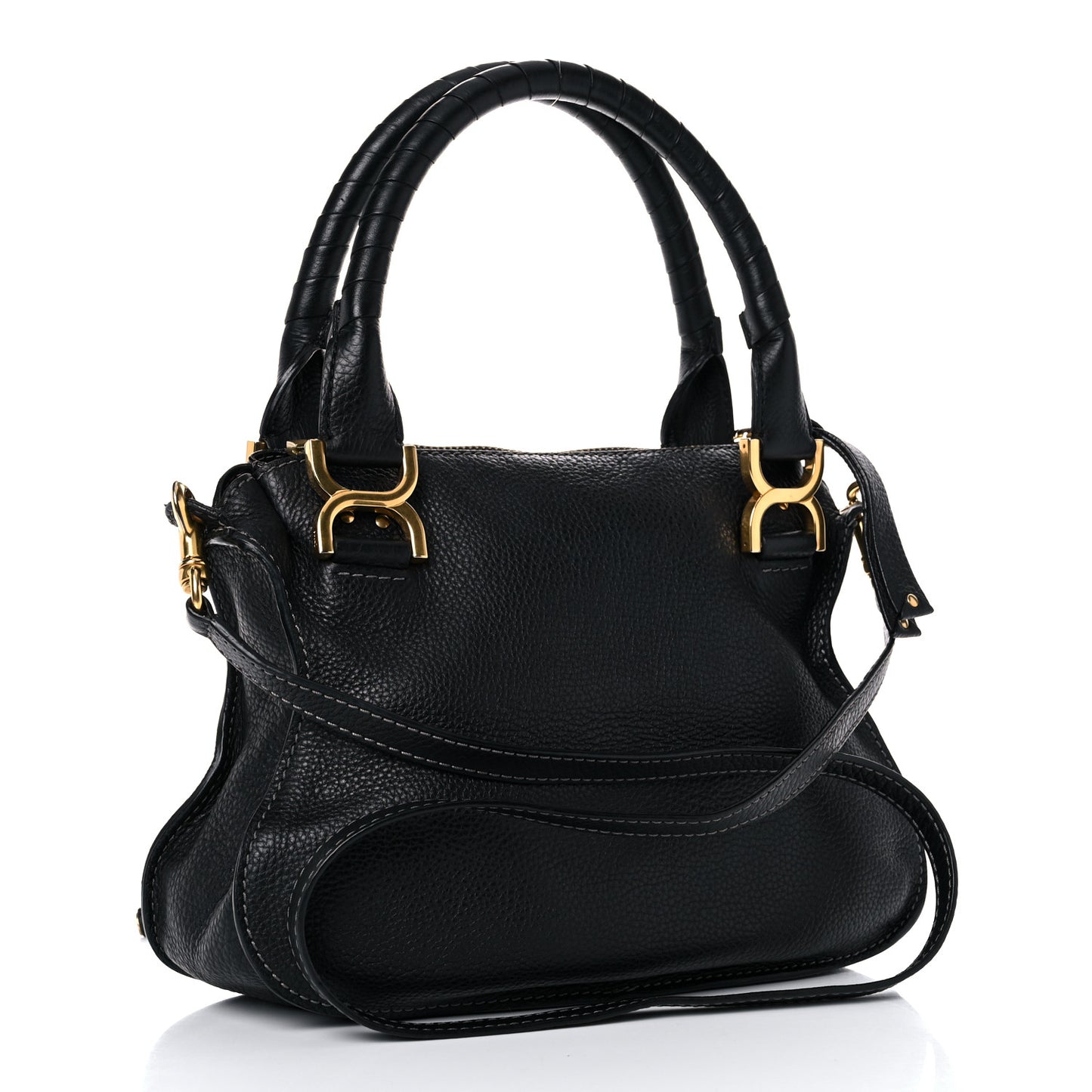 Calfskin Small Marcie Satchel Black