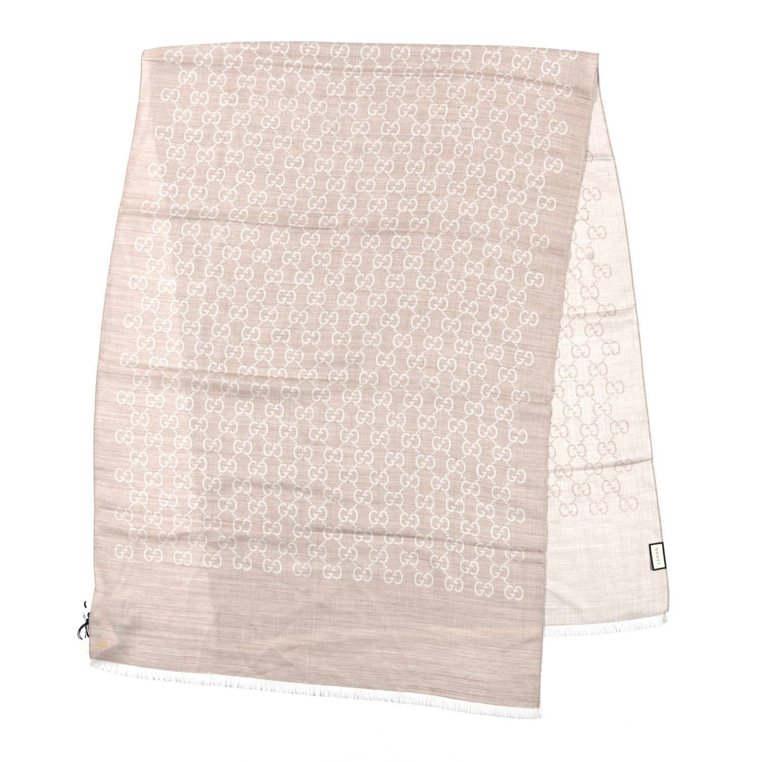Gucci Wool Silk GG Monogram GGNat Plus Scarf Sand 2 of 5