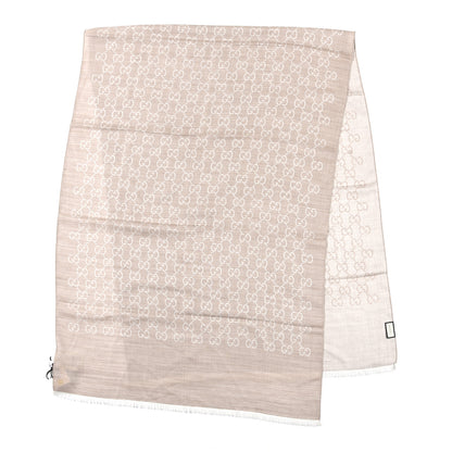 Gucci Wool Silk GG Monogram GGNat Plus Scarf Sand 2 of 5