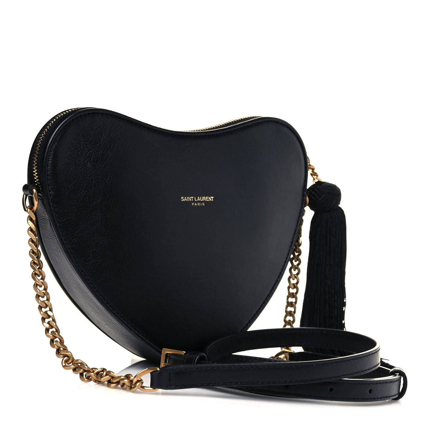Calfskin Rock Star Patchwork Monogram Heart Shoulder Bag Black