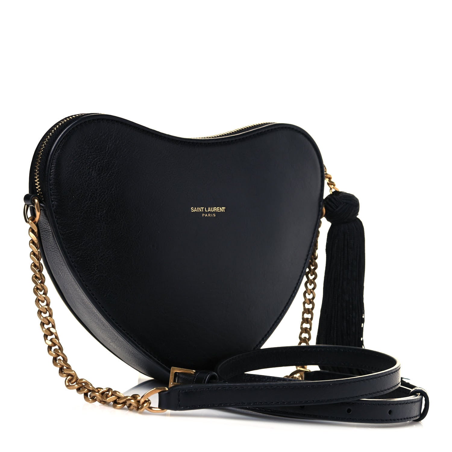 Saint Laurent Calfskin Rock Star Patchwork Monogram Heart Shoulder Bag Black 3 of 9