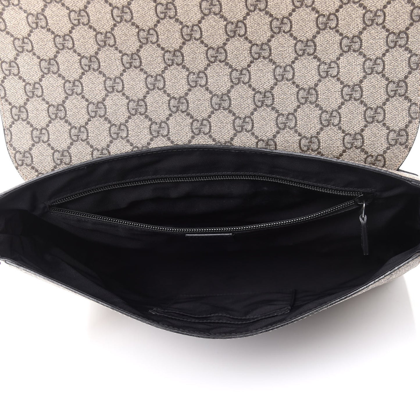 GG Supreme Monogram Web Flap Messenger Bag Black