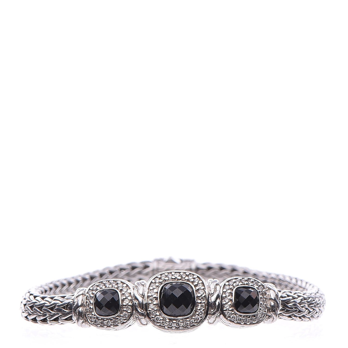Sterling Silver Black Onyx Diamond Batu Sari Bracelet