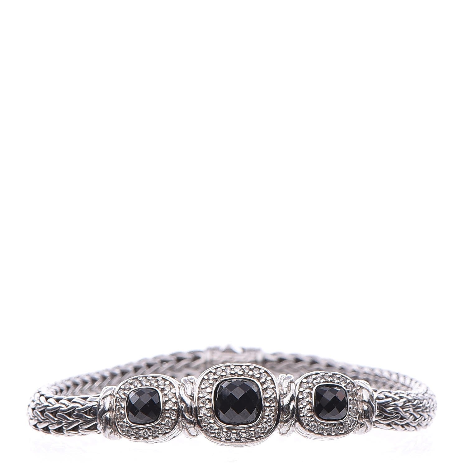 John Hardy Sterling Silver Black Onyx Diamond Batu Sari Bracelet 1 of 6