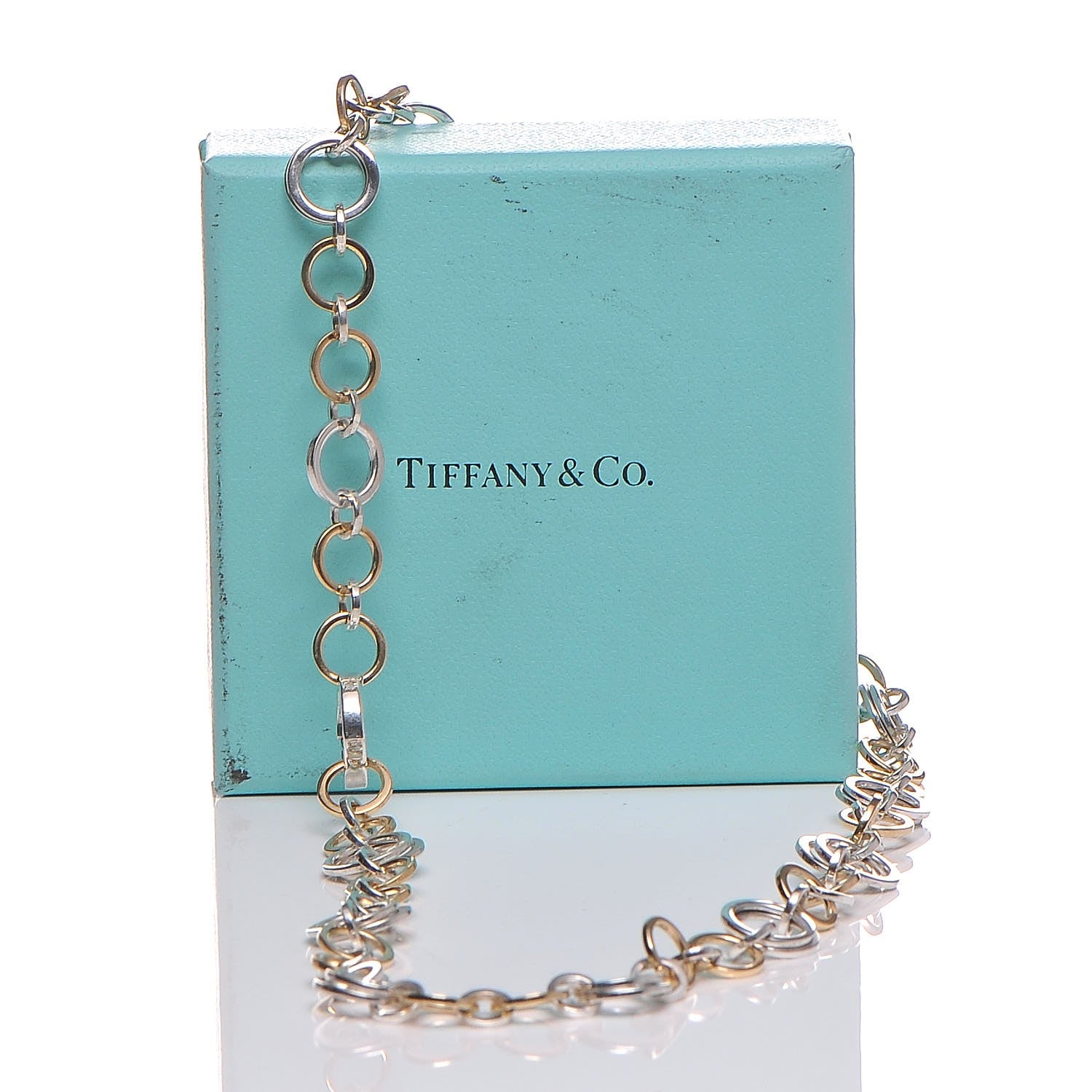 Tiffany 18K Yellow Gold Sterling Silver Circle Link Necklace 5 of 5