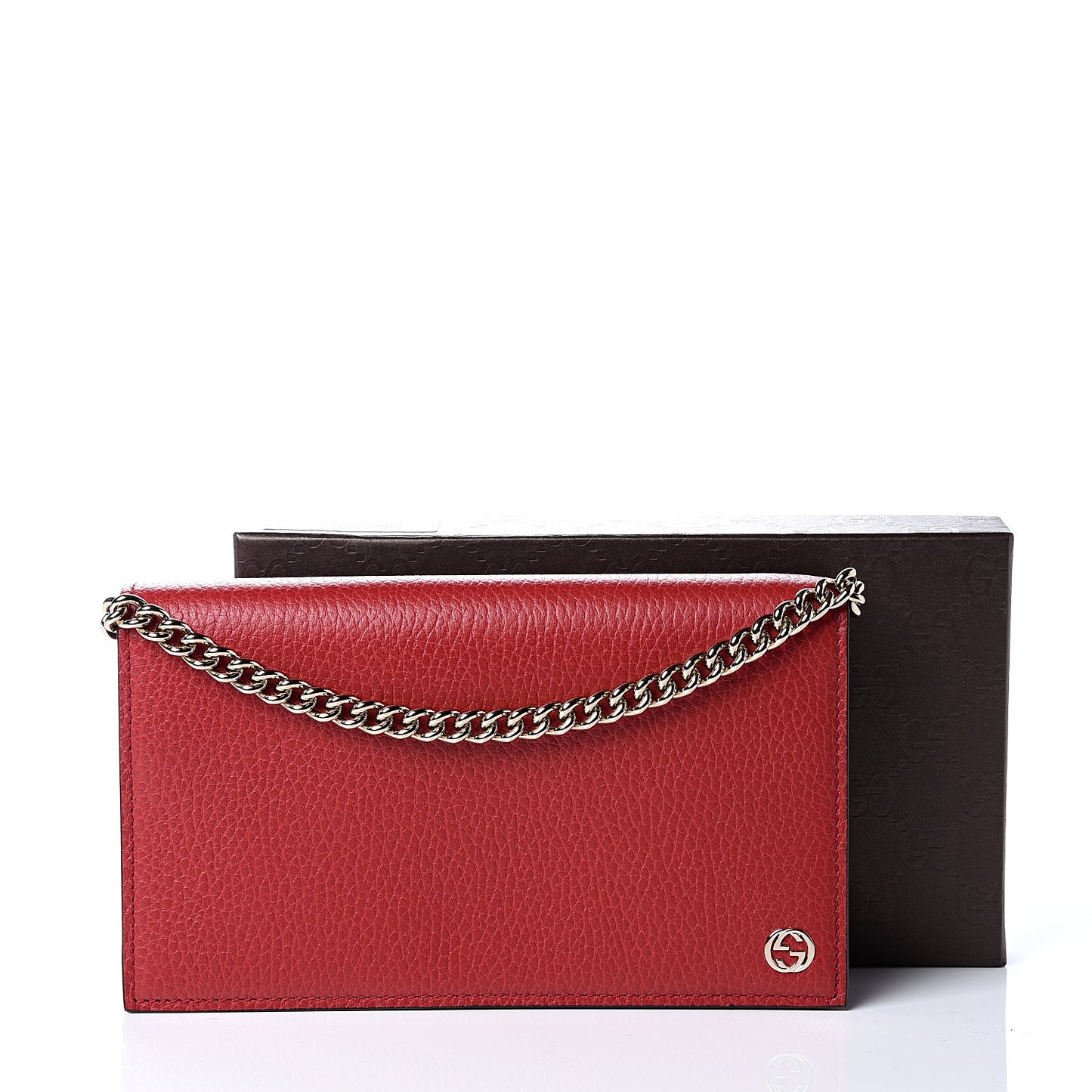 Dollar Calfskin Medium Betty Chain Wallet Tabasco Red