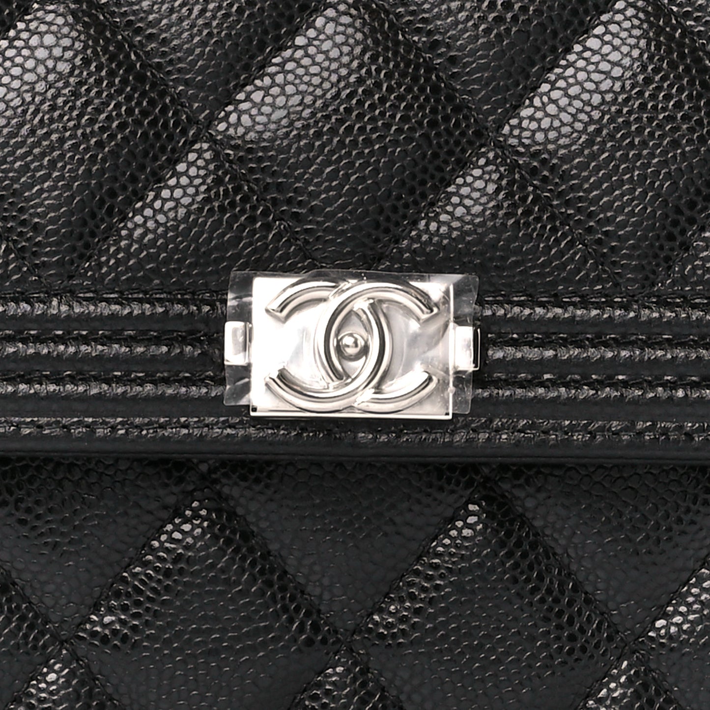 Caviar Quilted Boy Flap Clutch Black