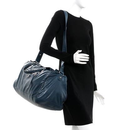 Balenciaga Agneau Classic Silver Hardware S Squash Boston Bleu Obscur 2 of 9